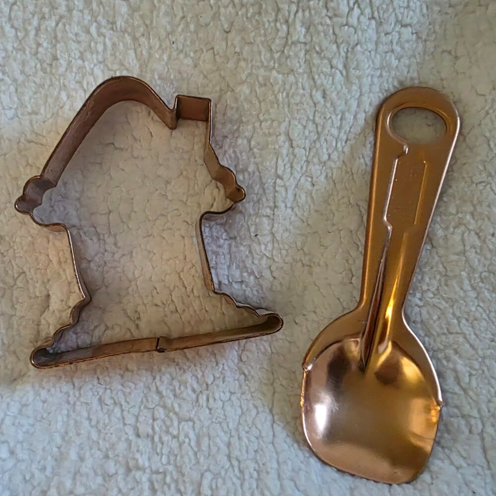 Copper Ice Cream/Shorting Spoon and Cookie Cutter